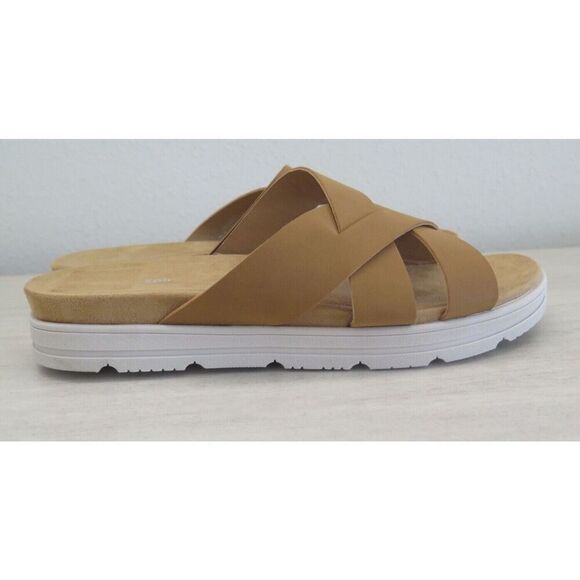 Easy Spirit Women's Sz 10M Tan Woven Leather Cushiony Slide-On Wedge Sandals - Picture 7 of 10